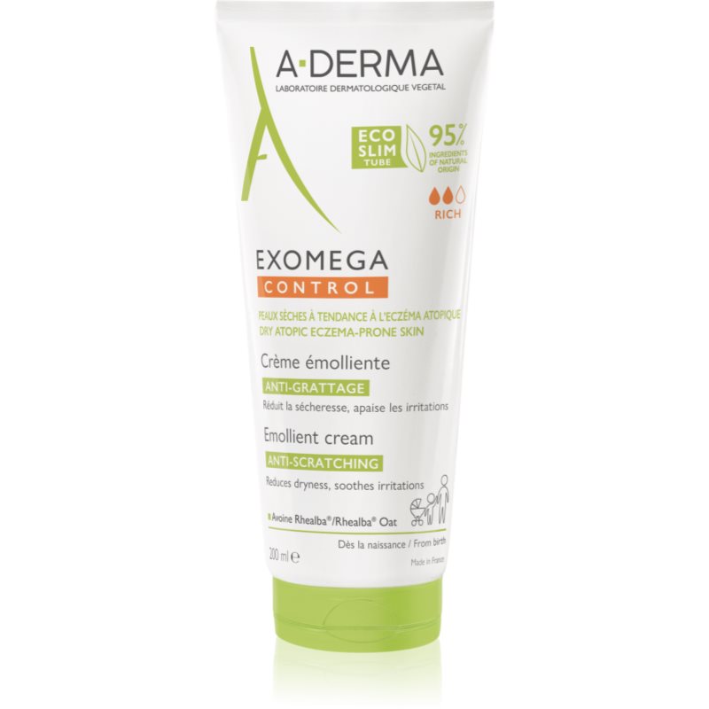 A-Derma Exomega Control Emollient Cream crema de corp pentru piele foarte sensibila sau cu dermatita atopica 200 ml-Țena