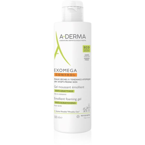 A-Derma Exomega Control Emollient Foaming gel gel hidratant spumant pentru piele uscata spre atopica 500 ml-Țena