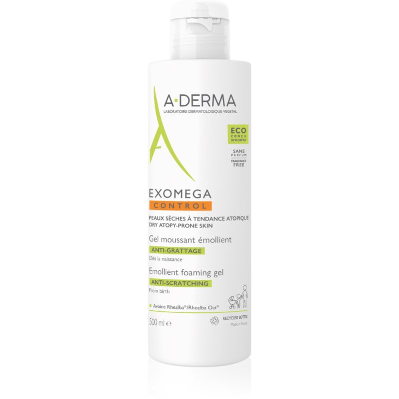 A-Derma Exomega Control Emollient Foaming gel gel hidratant spumant pentru piele uscata spre atopica 500 ml-Țena