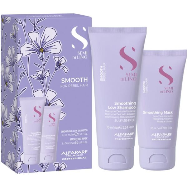 Alfaparf Milano Semi di Lino Smooth Minisize Kit Set de călătorii pentru par indisciplinat-ro