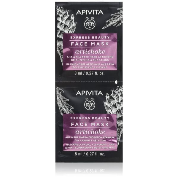 Apivita Express Beauty Brightening Face Mask Artichoke masca pentru hidratare intensa Cu AHA Acizi 2x8 ml-ro