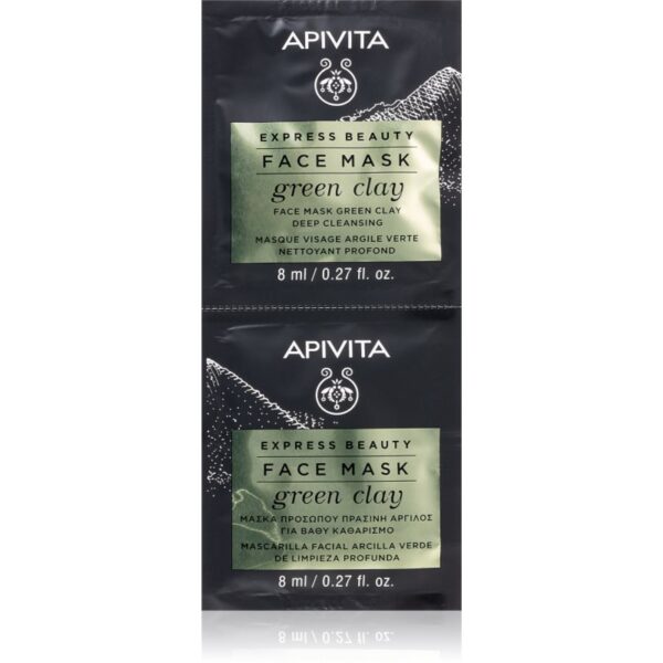 Apivita Express Beauty Cleansing Face Mask Green Clay masca de curatare si netezire cu argila verde 2 x 8 ml-ro