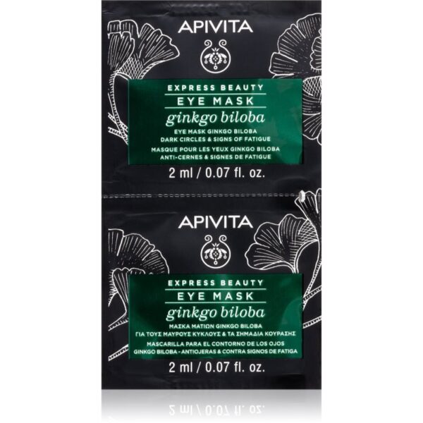 Apivita Express Beauty Eye Mask Gingko Biloba masca pentru ochi împotriva ridurilor și a cearcănelor întunecate 2 x 2 ml-Țena