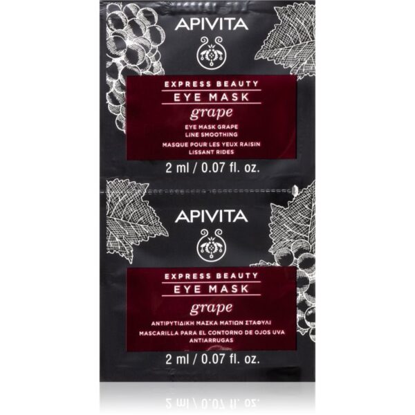 Apivita Express Beauty Line Smoothing Eye Mask Grape masca pentru ochi cu efect de netezire 2 x 2 ml-Țena