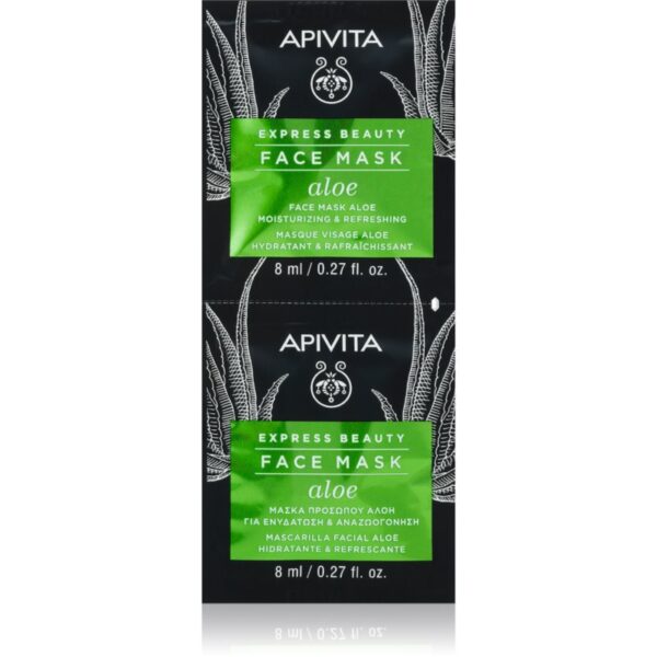 Apivita Express Beauty Moisturizing Face mask Aloe mască hidratantă răcoritoare faciale 2x8 ml-ro
