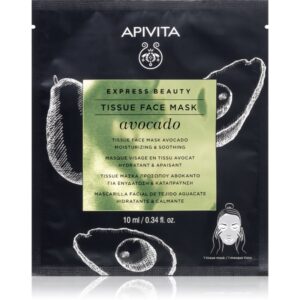 Apivita Express Beauty Moisturizing Tissue Face Mask Avocado mască textilă hidratantă pentru netezirea pielii 10 ml-Țena