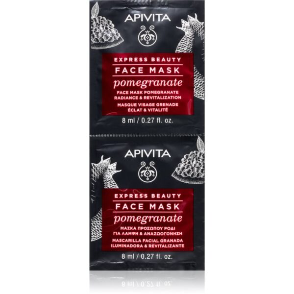 Apivita Express Beauty Revitalizing Face Mask Pomegranate Mască facială pentru revitalizare și iluminare 2x8 ml-Țena