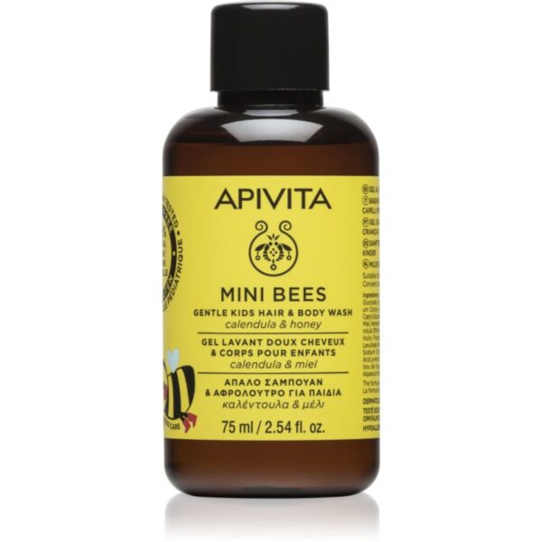 Apivita Mini Bees Gentle Kids Hair & Body Wash Calendula&Honey sampon pentru copii pentru par si corp 75 ml-ro