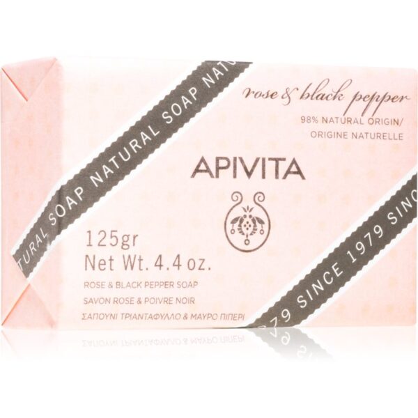 Apivita Natural Soap Rose & Black Pepper săpun solid pentru curățare 125 g-ro