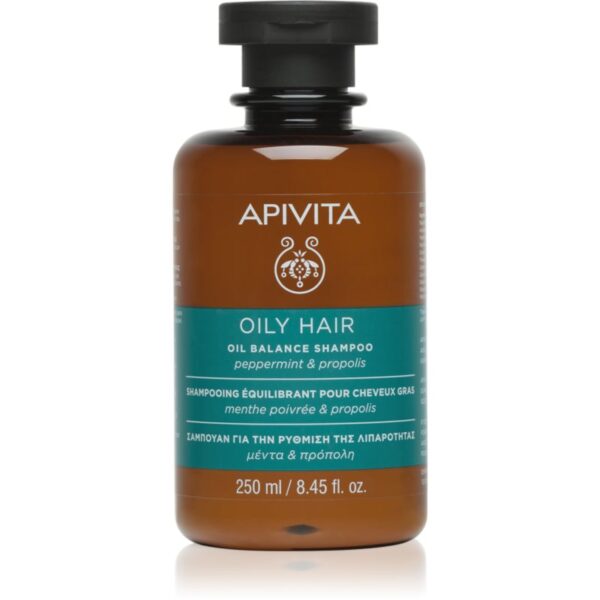 Apivita Oily Hair Oil Balance Shampoo sampon pentru curatarea profunda a scalpului seboreic pentru intarire si stralucire 250 ml-ro