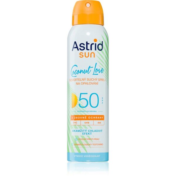 Astrid Sun Coconut Love spray pentru plaja invizibil si racoritor SPF 50 cu o protectie UV ridicata 150 ml-ro