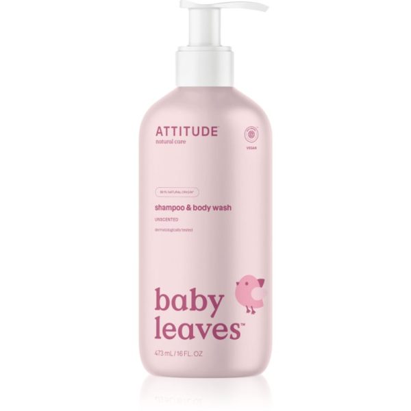 Attitude Baby Leaves Unscented 2 in 1 gel de dus si sampon pentru copii 473 ml-Țena