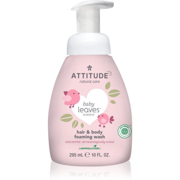 Attitude Baby Leaves Unscented spuma de curatare 2 in 1 pentru copii 295 ml-Țena