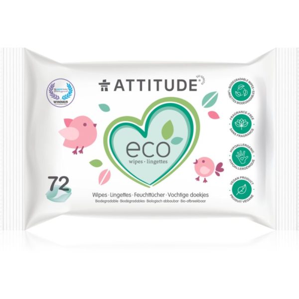 Attitude Eco Șervețele umede fără parfum 72 buc-ro