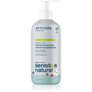 Attitude Sensitive Natural Baby Oatmeal sampon si gel de baie 2 in 1 pentru piele sensibila pentru copii 473 ml-Țena