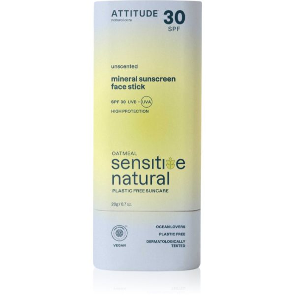 Attitude Sensitive Natural Face stick Crema de soare cu minerale stick pentru piele sensibila  20 g-Țena