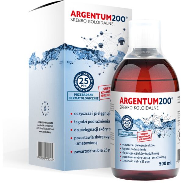Aura Herbals Argentum 200 Collodial Silver 25 ppm tonic cu argint coloidal 500 ml-Țena