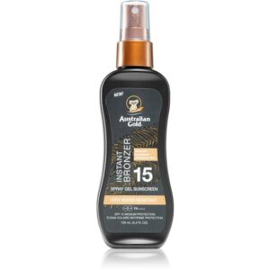 Australian Gold Instant Bronzer spray protector pentru plajă cu efect autobronzant SPF 15 100 ml-Țena
