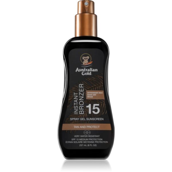 Australian Gold Spray Gel Sunscreen With Instant Bronzer spray pentru bronzat SPF 15 237 ml-ro