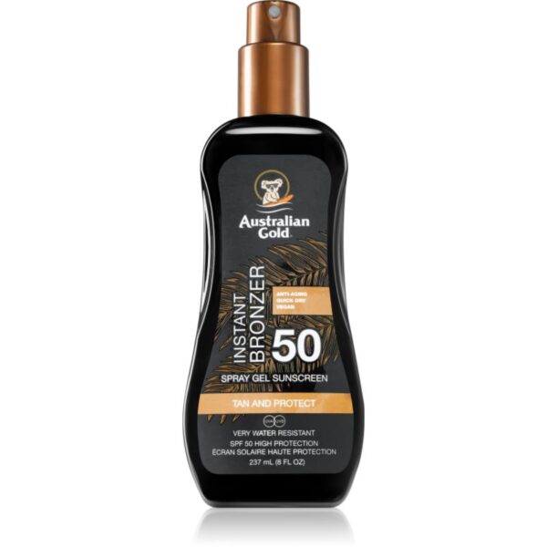 Australian Gold Spray Gel Sunscreen With Instant Bronzer spray pentru bronzat SPF 50 237 ml-Țena