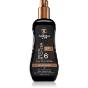 Australian Gold Spray Gel Sunscreen With Instant Bronzer spray protector pentru plajă cu efect autobronzant SPF 6 237 ml-Țena