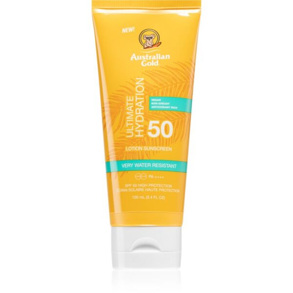Australian Gold Ultimate Hydration lapte de corp pentru soare rezistent la apa SPF 50 100 ml-Țena