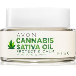 Avon Cannabis Sativa Oil Protect & Calm cremă hidratantă cu ulei de canepa 50 ml-Țena