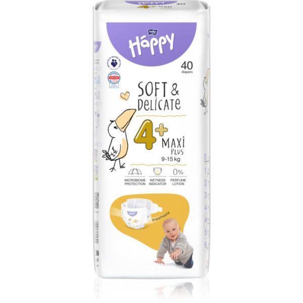 BELLA Baby Happy Soft&Delicate Size 4+ Maxi Plus scutece de unică folosință 9-15 kg 40 buc-Țena