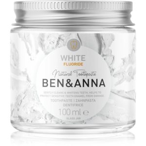 BEN&ANNA Natural Toothpaste White Fluoride pastă de dinți în borcan de sticlă cu flor 100 ml-ro
