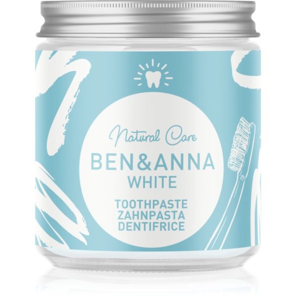 BEN&ANNA Natural Toothpaste White pastă de dinți în borcan de sticlă cu efect de albire 100 ml-ro