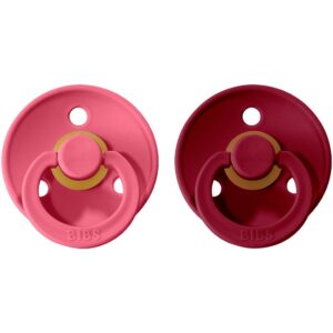 BIBS Colour Natural Rubber Size 1: 0+ months suzetă Coral / Ruby 2 buc-ro