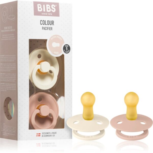 BIBS Colour Natural Rubber Size 1: 0+ months suzetă Ivory / Blush 2 buc-ro