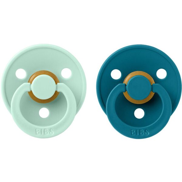 BIBS Colour Natural Rubber Size 2: 6+ months suzetă Nordic Mint / Forest 2 buc-Țena