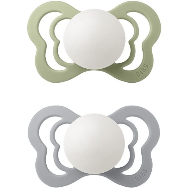 BIBS Couture Glow Silicone Size 2: 6+ months suzetă Sage / Cloud 2 buc-ro