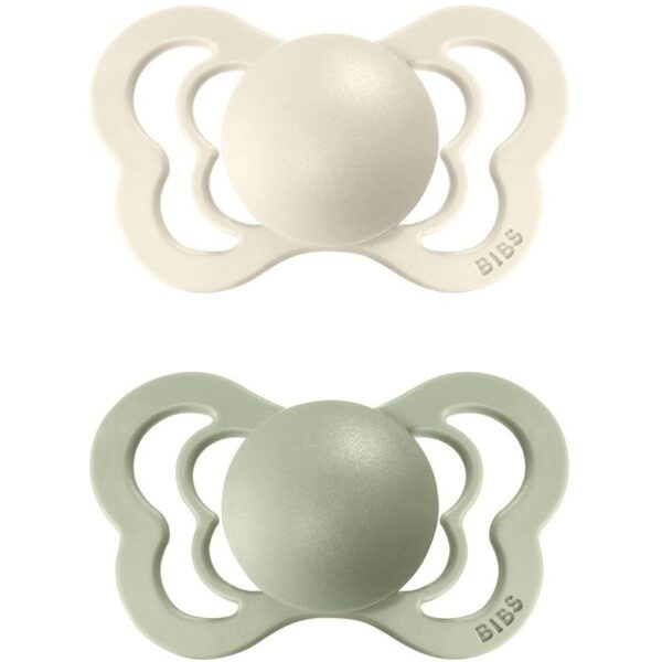 BIBS Couture Natural Rubber Size 1: 0+ months suzetă Ivory / Sage 2 buc-Țena