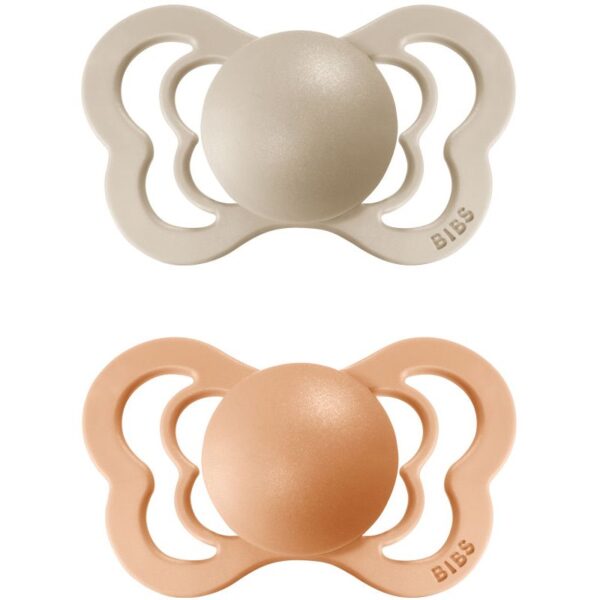 BIBS Couture Natural Rubber Size 2: 6+ months suzetă Vanilla / Peach 2 buc-Țena