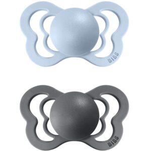BIBS Couture Silicone Size 2: 6+ months suzetă Iron / Baby Blue 2 buc-ro