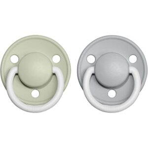 BIBS De Lux Natural Rubber Night Size 2: 6+ months suzetă Sage / Cloud 2 buc-ro