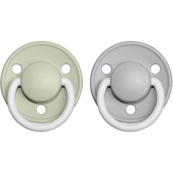 BIBS De Lux Natural Rubber Night Size 2: 6+ months suzetă Sage / Cloud 2 buc-ro