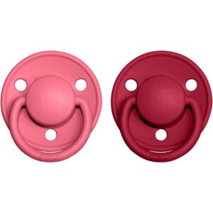 BIBS De Lux Natural Rubber Size 2: 6+ months suzetă Coral / Ruby 2 buc-ro