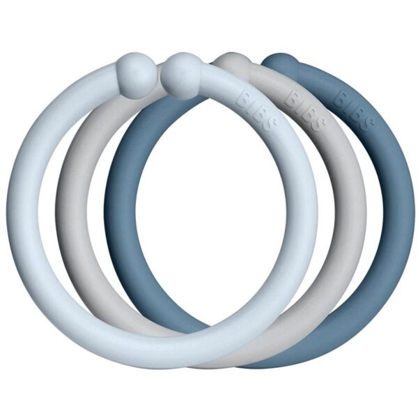 BIBS Loops cercuri pentru atârnat Baby Blue / Cloud / Petrol 12 buc-ro