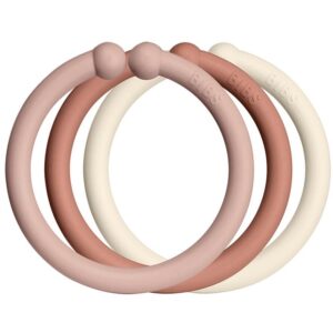 BIBS Loops cercuri pentru atârnat Blush / Woodchuck / Ivory 12 buc-Țena