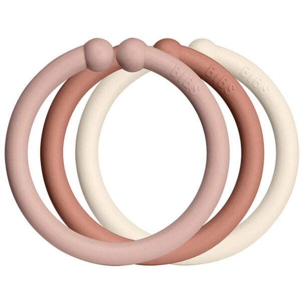 BIBS Loops cercuri pentru atârnat Blush / Woodchuck / Ivory 12 buc-Țena