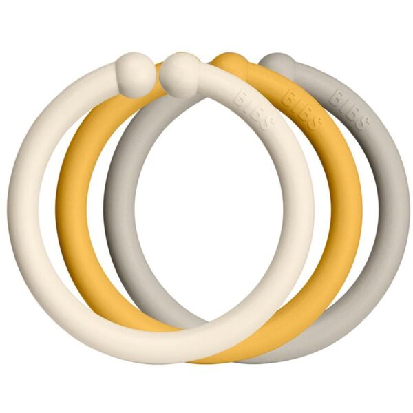 BIBS Loops cercuri pentru atârnat Ivory / Honey Bee / Sand 12 buc-Țena