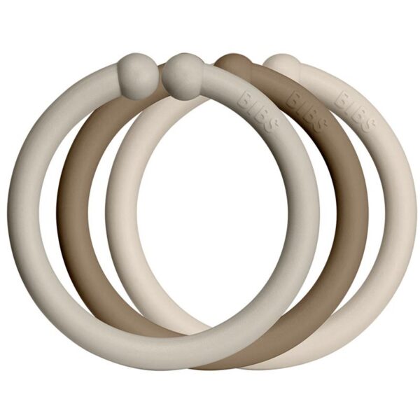 BIBS Loops cercuri pentru atârnat Sand / Dark Oak / Vanilla 12 buc-ro