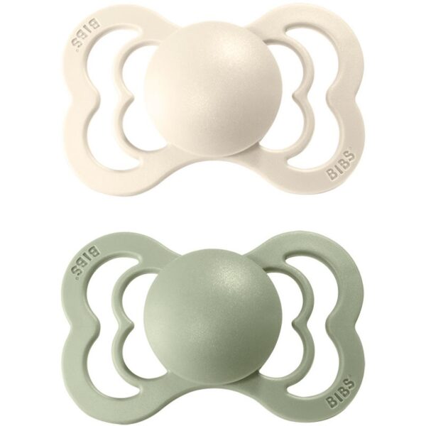 BIBS Supreme Natural Rubber Size 1: 0+ months suzetă Ivory / Sage 2 buc-Țena