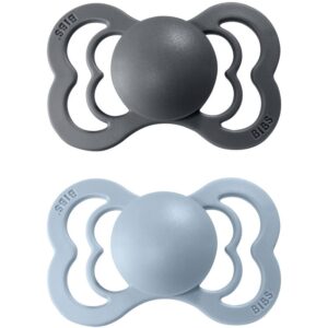 BIBS Supreme Natural Rubber Size 2: 6+ months suzetă Iron / Baby Blue 2 buc-Țena
