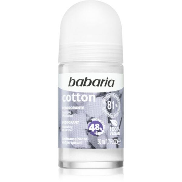 Babaria Deodorant Cotton antiperspirant roll-on cu efect de nutritiv 50 ml-ro