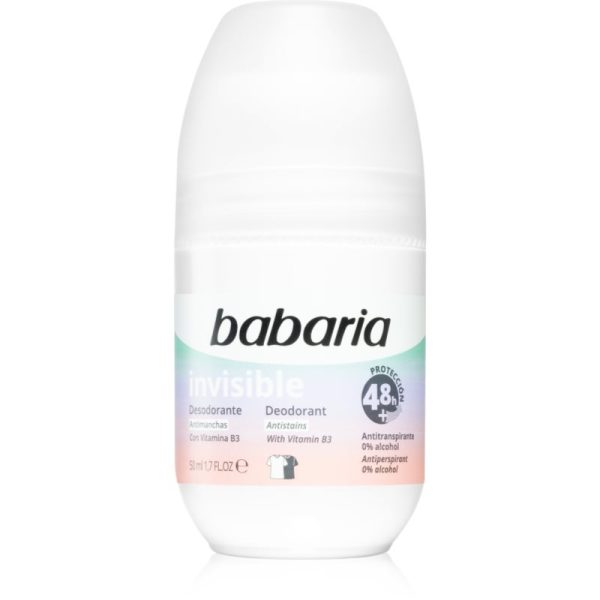Babaria Deodorant Invisible antiperspirant roll-on impotriva petelor albe si galbene 50 ml-ro