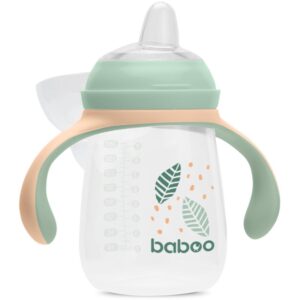 Baboo Cup with Silicone Spout ceasca cu mânere Peachy Keen 6m+ 260 ml-ro